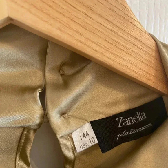 ZANELLA Vintage Silk Blend High Collar Long Sleeve Gold Blouse - Picture 6 of 7